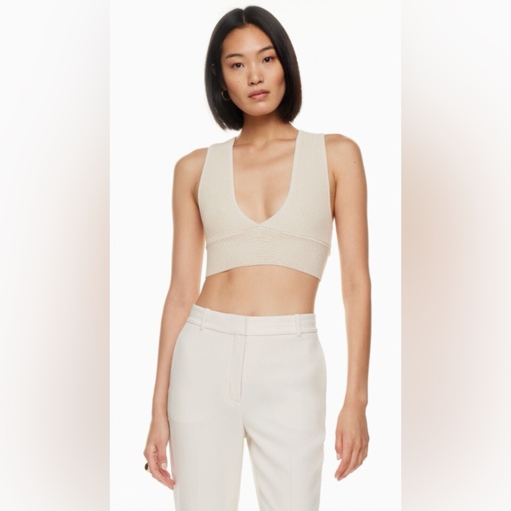 Babaton Deep V Sculpt Knit in Beige